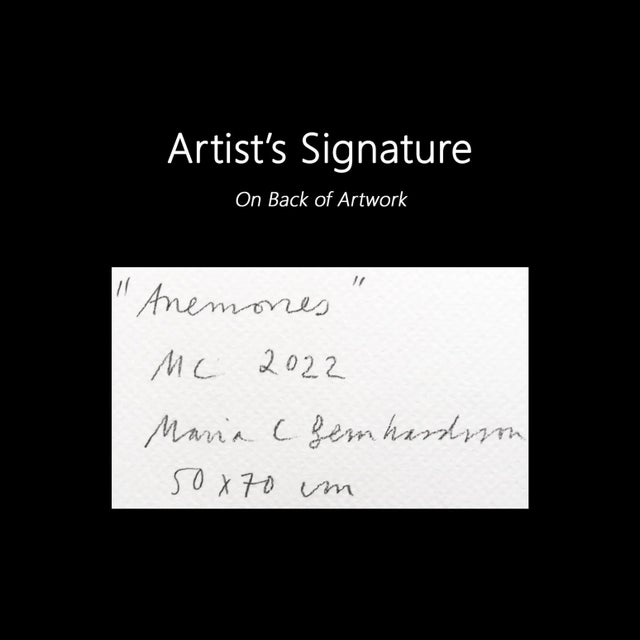 Green "Anemones" Original Artwork by Maria C Bernhardsson For Sale - Image 8 of 9