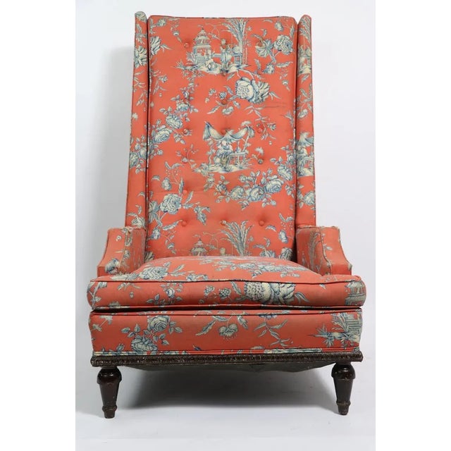 Wood Exaggerated High Back Wing Chair For Sale - Image 7 of 13