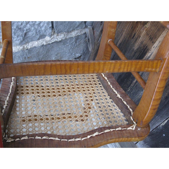 Antique Side Chair New Cane Seat Elegant Tiger & Bullseye Maple Cottage Bedroom For Sale - Image 13 of 18