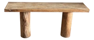 Solid Teak Wood Console Table, Natural Finish Modern Organic