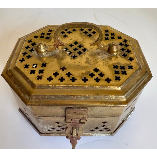 Here is a wonderful early 20th-century Indian brass cricket box with an unusual octagonal form and beautifully aged...