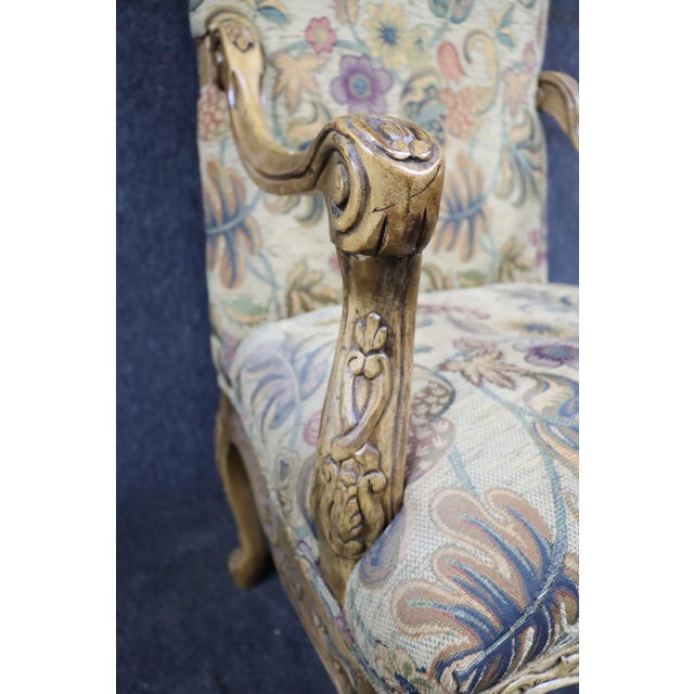 Fruitwood Carved Armchairs/Pair, Paisley upholstery