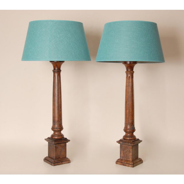 Traditional Marble Lamps Red Rouge Neoclassical Column Table Lamps - A Pair For Sale - Image 9 of 10