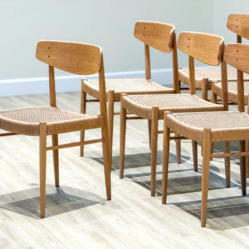 Model 501 Papercord Dining Chairs in Oak from A.M Møbler, Set of 8 For Sale - Image 4 of 12