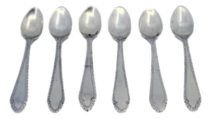 Silver Coffee Spoons with Grooves Along the Handles, Set of 6