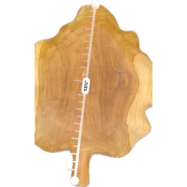 Vintage Hand-Carved Solid Teak Leaf Serving Boards – Set of 5 For Sale - Image 10 of 11