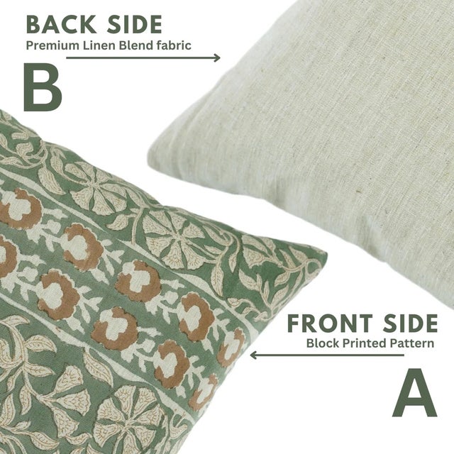 Fabdivine 22x22 Inch Modern Boho Block Print Pillow Cushion Cover, Rudraksh Border For Sale - Image 4 of 4