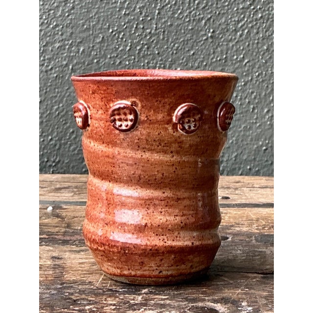 Vintage Studio Pottery Textured Ceramic Vase For Sale - Image 14 of 16