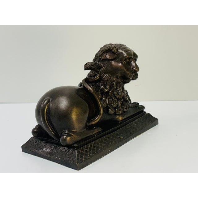 Hollywood Regency Vintage Borghese Bronze Lion Doorstop/Bookend For Sale - Image 3 of 9