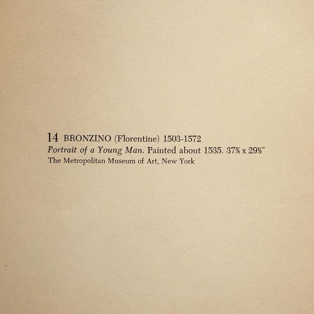 1950s 1953 After Bronzino "Portrait of a Young Man", Full-Color Vintage Print For Sale - Image 5 of 8