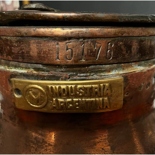 1918 Large Copper Pot From Argentina With Label for Dona Velda, Tuyuti For Sale In Saint Louis - Image 6 of 12
