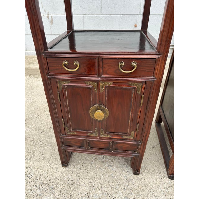 Chinoiserie Pair of Vintage Korean Elmwood Etageres For Sale - Image 3 of 9