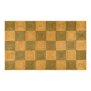 Part & Parcel Goods Jute Sample Block Rug, 6"x6", Mustard and Olive