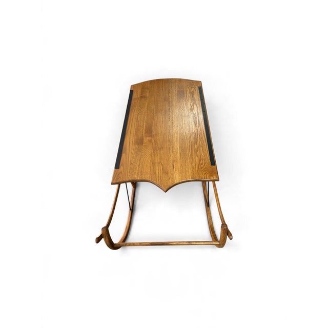 Traditional Vintage Custom Made Solid Oak Sliegh Coffee Table For Sale - Image 3 of 4