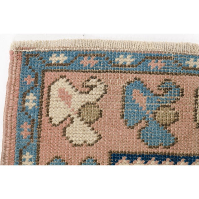 Tan Mid 20th Century Oushak Floral Handknotted Area Rug For Sale - Image 8 of 8