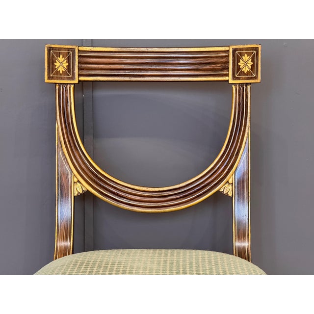 Dark Green Set of Eight Regency Style Faux Rosewood and Gilt Dining Chairs For Sale - Image 8 of 18