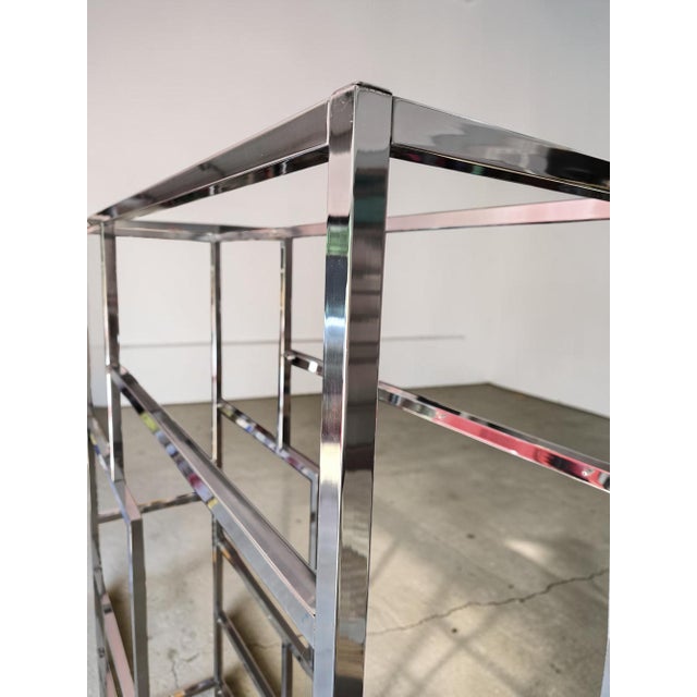 Milo Baughman Vintage Chrome Etagere Bookshelf For Sale - Image 4 of 10