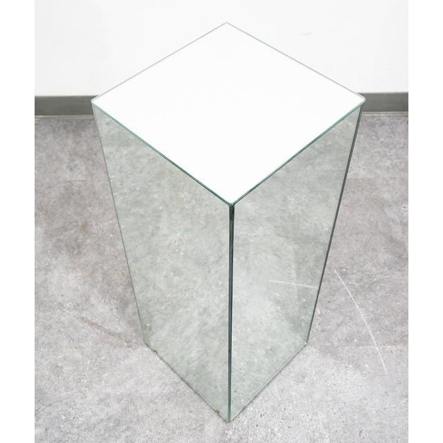 Mid Century Modern Pedestal Mirror Square Table Display Art Glass Rectangular For Sale - Image 4 of 12