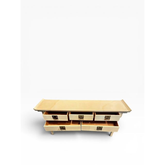 1990s Raymond Sobota 1990s Faux Goatskin Pagoda Sideboard For Sale - Image 5 of 12