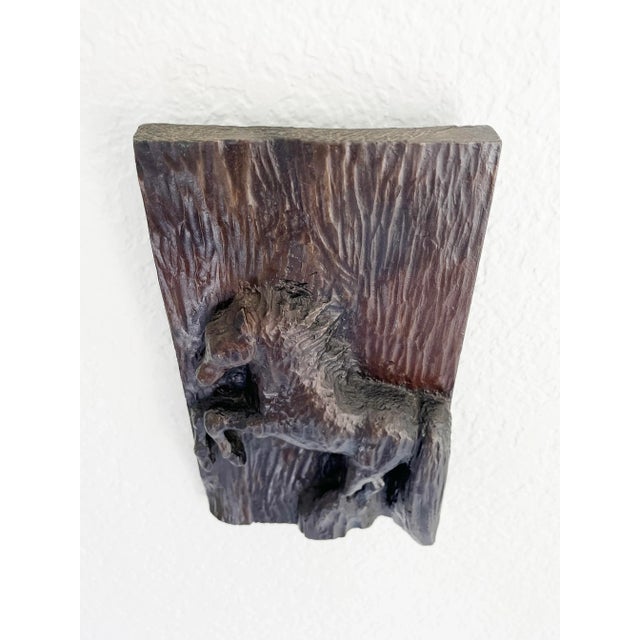 1990s Vintage Cast Bronze Horse Wall Plaque, Signed For Sale - Image 5 of 8