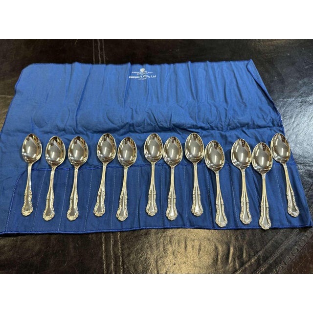 Silver-Plated Dessert Spoons with Russell Pattern by Mappin & Webb, Set of 12 For Sale - Image 4 of 4