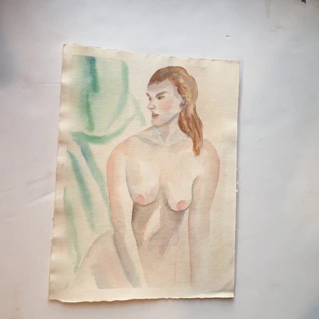 Figurative Original Vintage Female Nude Watercolor Painting For Sale - Image 3 of 3