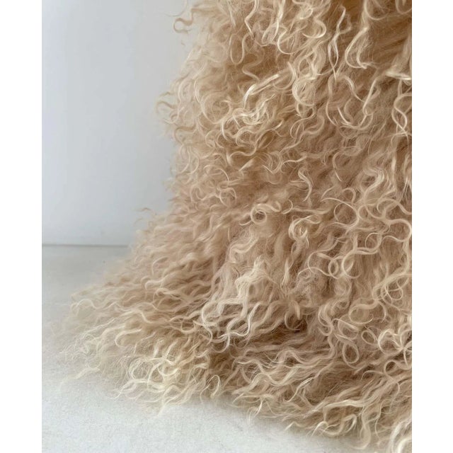 French French Linen and Tibetan Goat Accent Pillow With Down Insert For Sale - Image 3 of 7