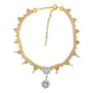 Vintage Pasquale Bruni 18k Gold Diamond Fringe Necklace, Italy For Sale