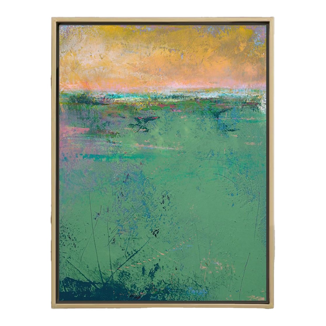 Photo inspiration: Fresh Look at Emerald Reverie Green And Yellow Color Field Painting Reproduction