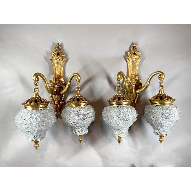 1980s 1980s French Louis XVI Gold Bronze Crystal Wall Lamps / Sconces - Pair For Sale - Image 5 of 18