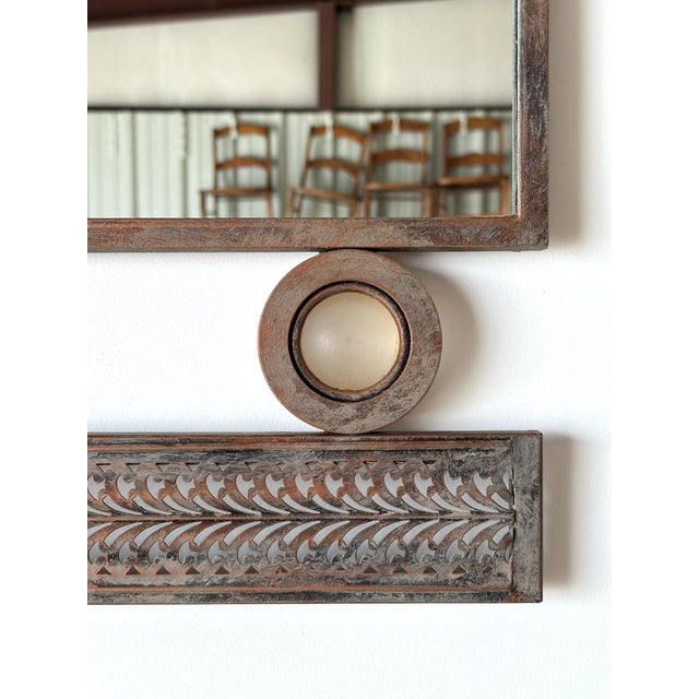 Pierced Steel Wall Mirror in the Style of Santambrogio & De Berti, Italy, Mid 20th Century For Sale - Image 9 of 12