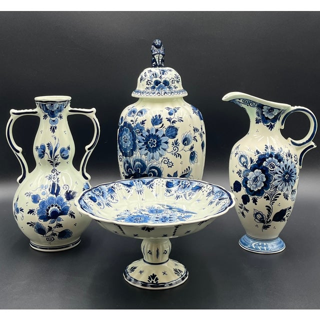 1960s Dutch Blue Royal Vase from Delft, 1960s, Set of 5 For Sale - Image 5 of 18