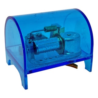 Vintage Blue Acrylic “Dance of the Sugarplum Fairy” Music Box For Sale