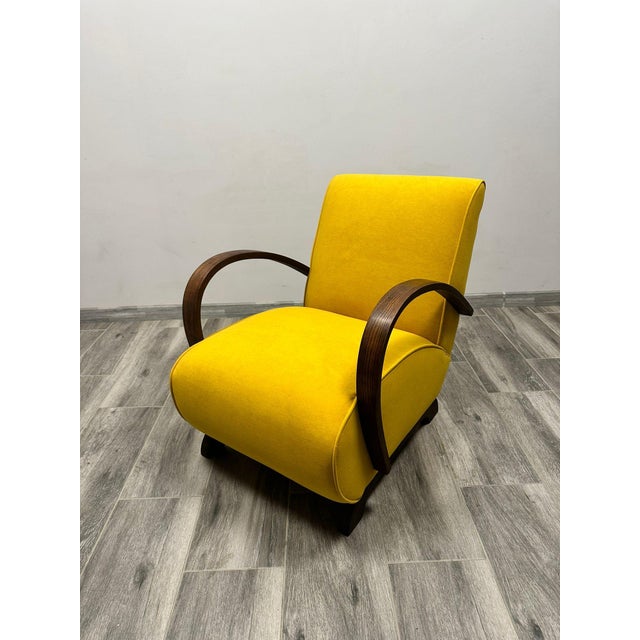 Yellow Yellow Lounge Chair by Jindrich Halabala, 1940s For Sale - Image 8 of 17