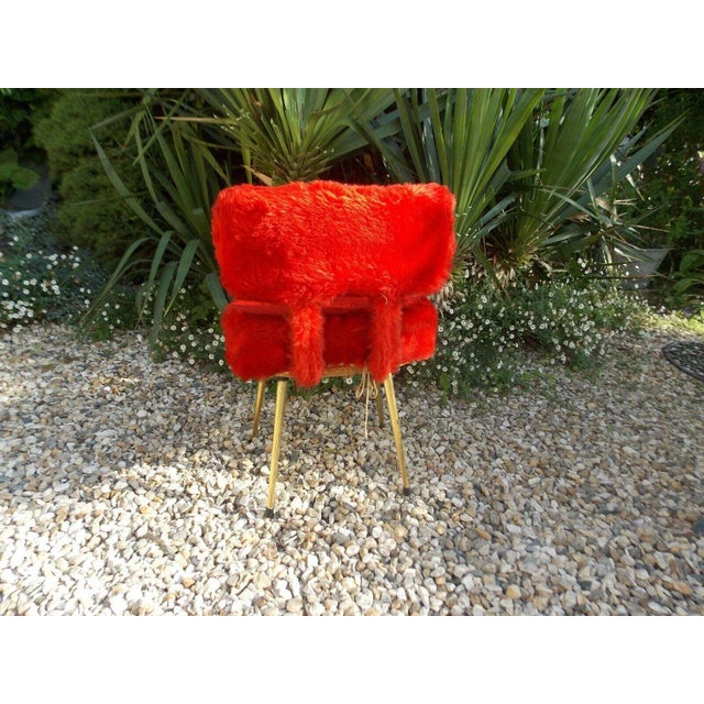 1960s French Mid Century Modern Fluffy Red Chair For Sale In Miami - Image 6 of 10