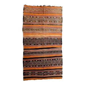 1980s Authentic Striped Flatweave Kilim Rug - 10.3 X 5.48 Ft