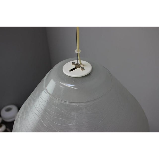 Vintage Space Age White Textured Glass Pendant Lamp, 1970s For Sale - Image 4 of 11