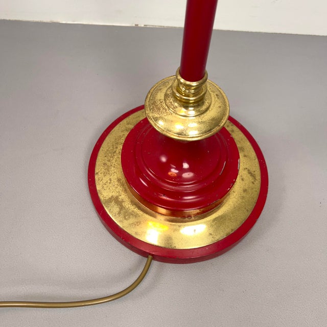Red Floor Lamp with Metal Shade, Italy, 1950s For Sale - Image 10 of 11