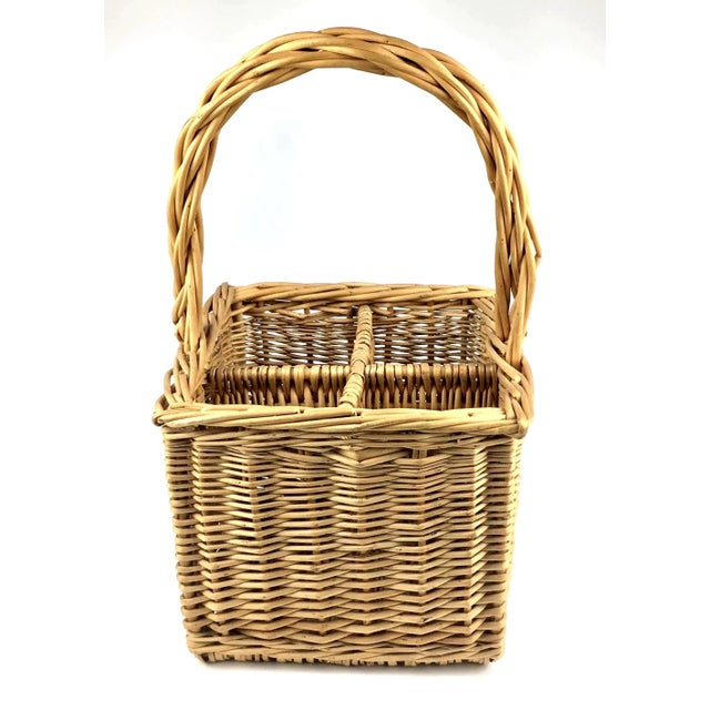 Shabby Chic Vintage Boho Wicker Bottle/Utensil Holder For Sale - Image 3 of 11