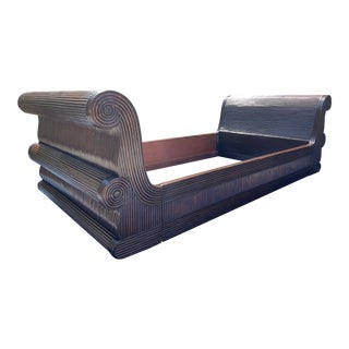 Vintage Split Reed Rattan Daybed, Twin Boho Sleigh Bed #1 of 2 For Sale