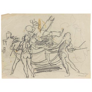 Mino Maccari, The Great Party, 1960s, Charcoal For Sale