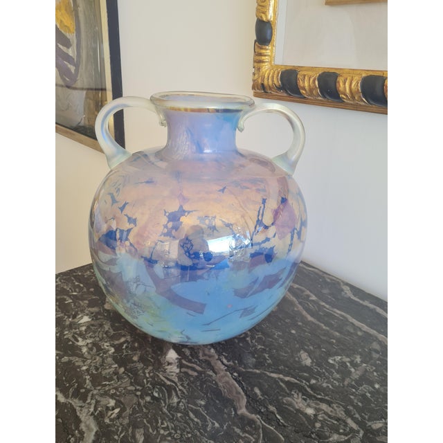 Avem Murano Glass Vase Anse Volanti Series Iridescent Double Handles, Italy, 1950s For Sale - Image 4 of 6