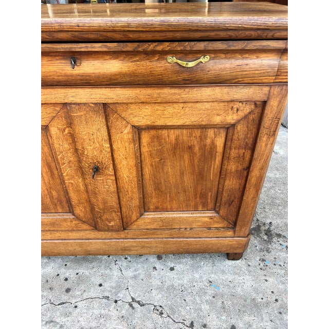 French 19th Century Louis Philippe Solid Oak Two Door Buffet For Sale - Image 6 of 12