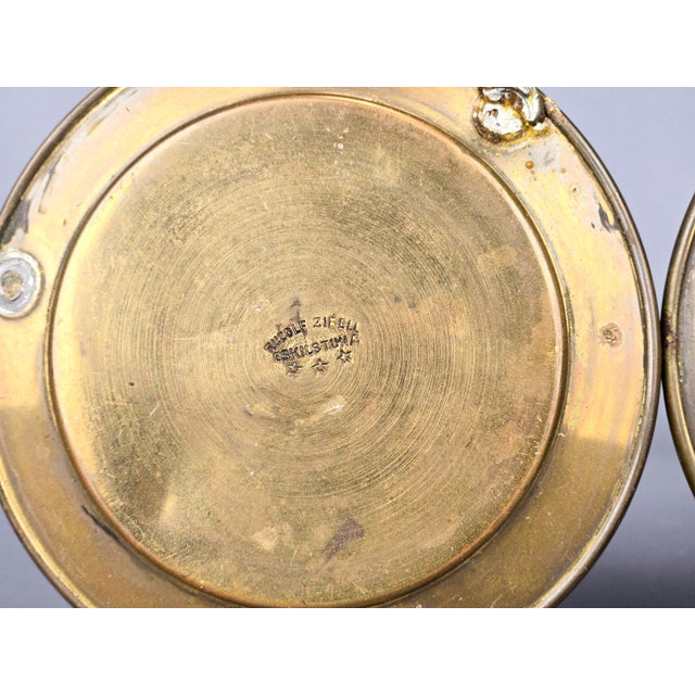 Metal 1930'e Swedish Rudolf Zibell Metallvarufabrik Eskilstuna Bronze Fluted Column Candlestick Holders Set of 2 For Sale - Image 7 of 8