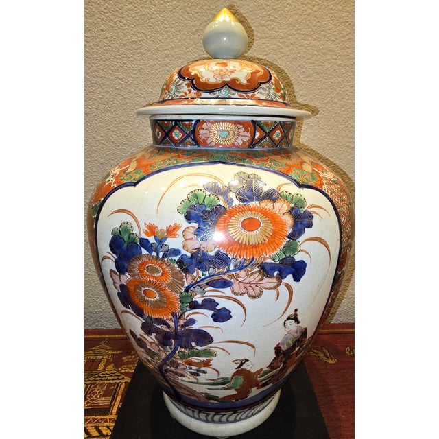 Ceramic Japanese Verte Imari Covered Jar Circa 19th Century For Sale - Image 7 of 10