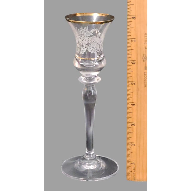 Late 20th Century Mikasa Crystal Pair of Lace Floral Candle Holders Gilded Rim For Sale - Image 6 of 6