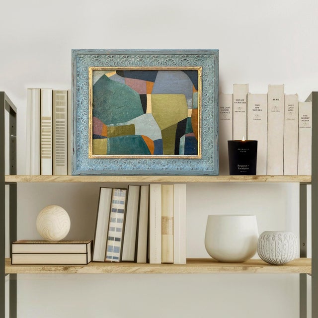 This is a new colorful color-block painting inspired by natural elements and shapes. The oil painting is done on a canvas...