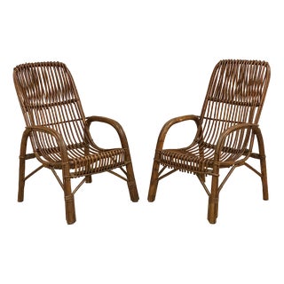 Set of Bamboo Armchairs, 1970s For Sale