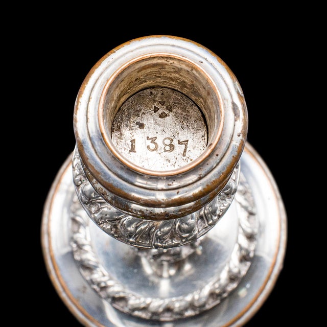 Pair of Antique Old Sheffield Plate Candlesticks, English Candle Nozzle, Regency For Sale - Image 9 of 12