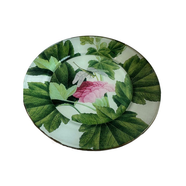 Shabby Chic Vintage Dragonfly and Peony Decoupage Decorative Plate For Sale - Image 3 of 4